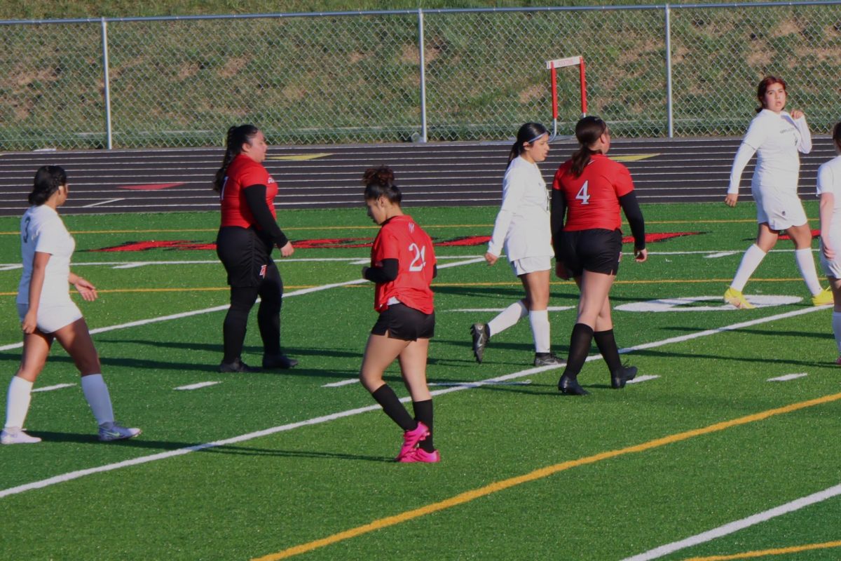 Freshman Darcy Antunez goes out of the field after the first half of the game just ended.
